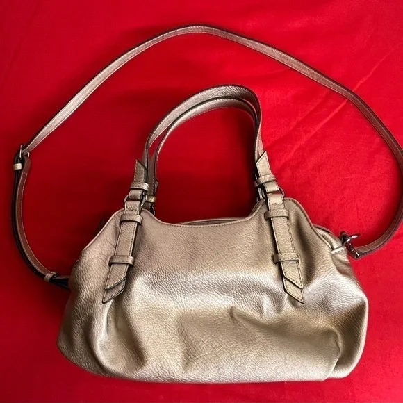 Simply Vera Vera Wang Satchel Bag Light Gold Logo on Front 9” H x 13” W x4.5” D - Picture 3 of 7